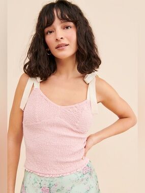 Free People Pink Tank Top with White Straps